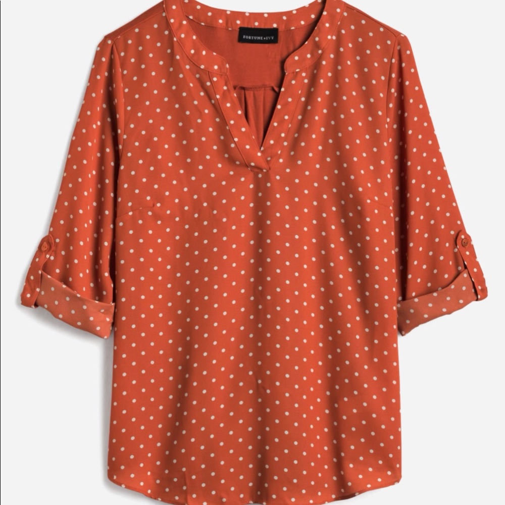 NWOT Fortune + Ivy Tulsa Mixed Material Blouse